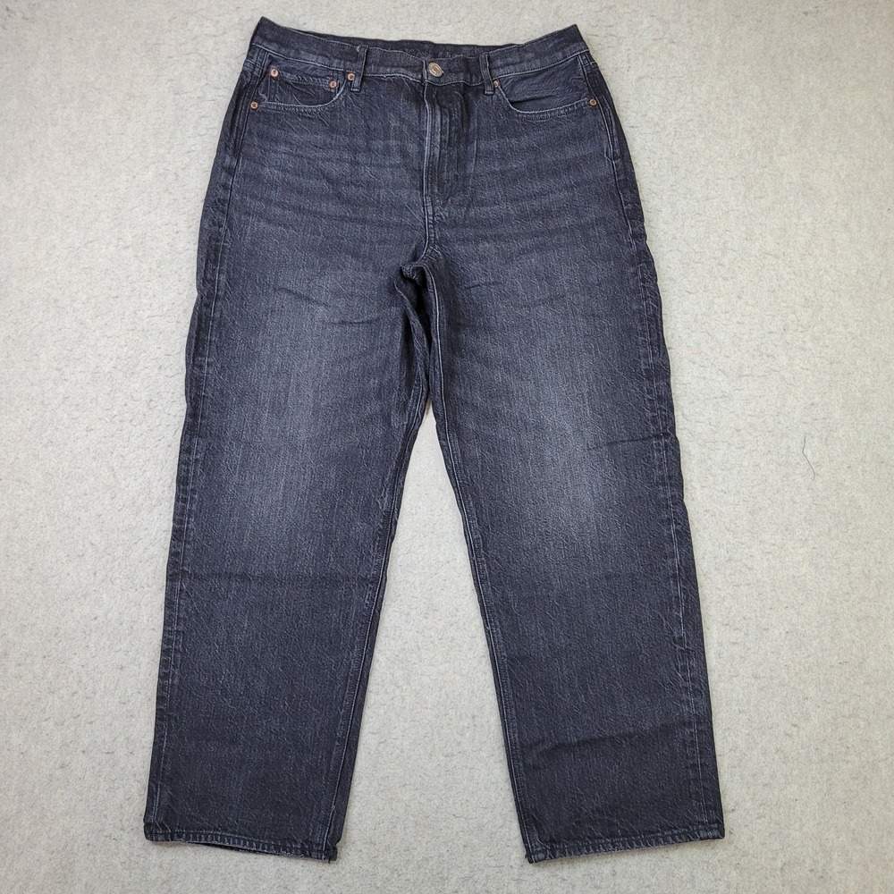American Eagle 90s Boyfriend‎ Jeans Womens 14 Reg Black Denim High Rise Stretch